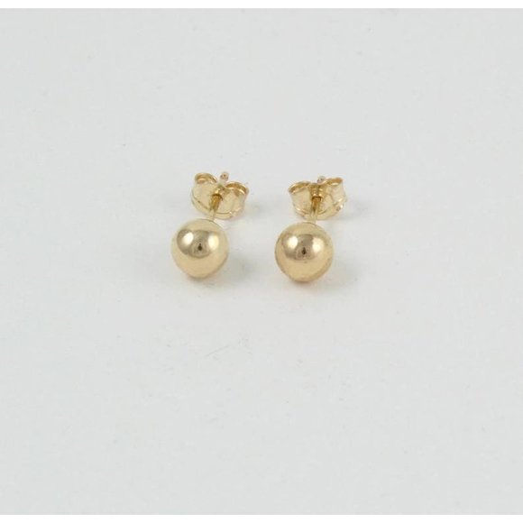 10K Real Solid Gold Ball Stud Earrings, Minimalist Hypo Allergenic Tiny Studs - Picture 1 of 7